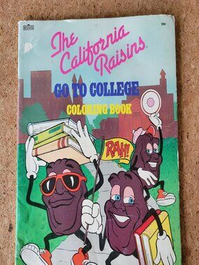 Vintage Coloring Book "The California Raisins Go to College" 1988